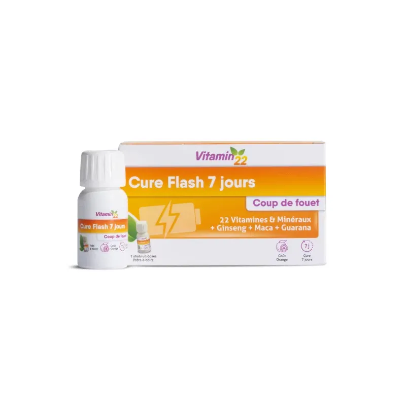 Cure flash 7 jours "Coup de fouet" Vitamin'22 Ineldea - 7 flacons unidoses