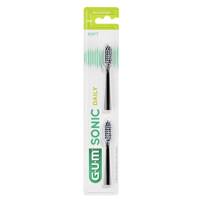 Têtes de rechange brosse à dents souple noir Sonic Daily Gum - x 2