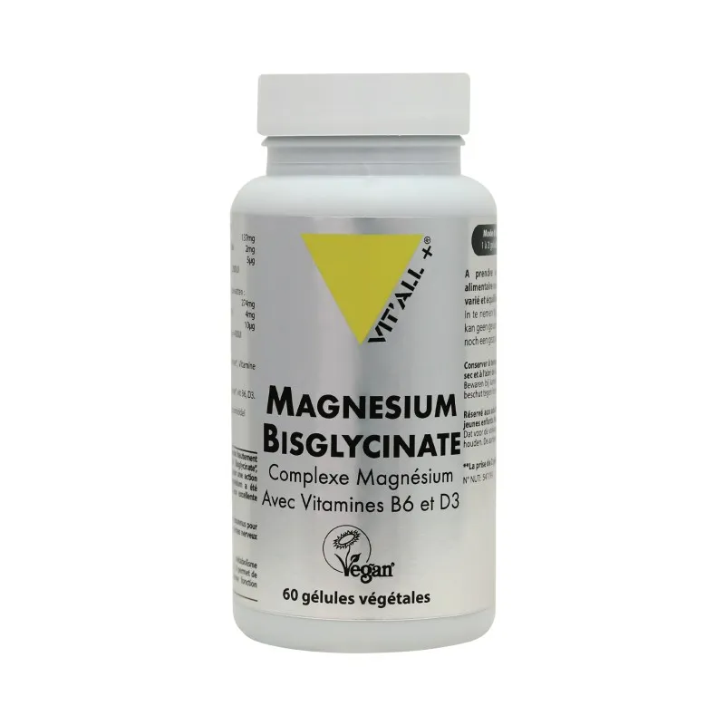Complexe Magnésium Bisglycinate Vitall+ - Fatigue - 120 gélules