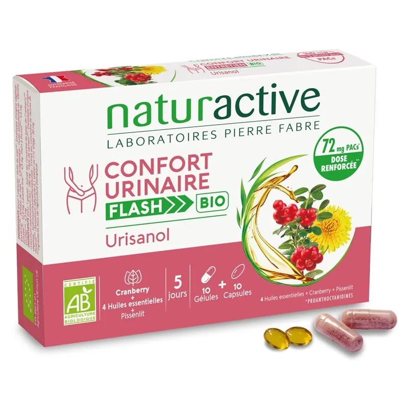 Confort urinaire Urisanol Flash Bio Naturactive - 10 gélules + 10 capsules