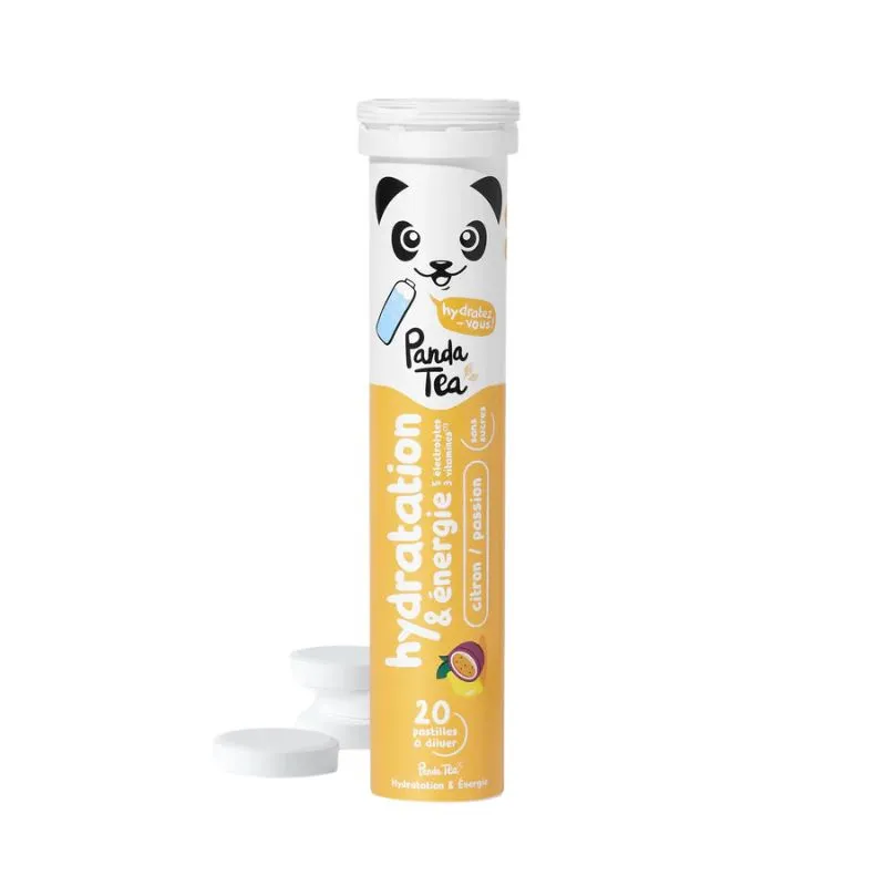 Pastilles hydratation & énergie Citron-Passion Panda Tea - 20 pastilles effervescentes