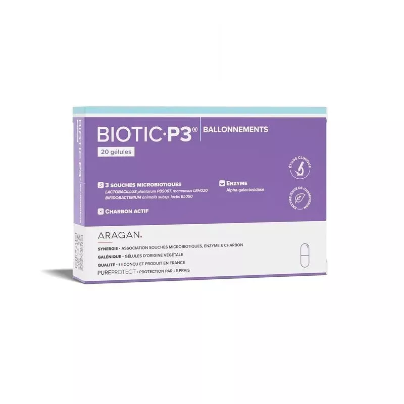 Biotic P3 Ballonnements Aragan - Confort digestif - 20 gélules