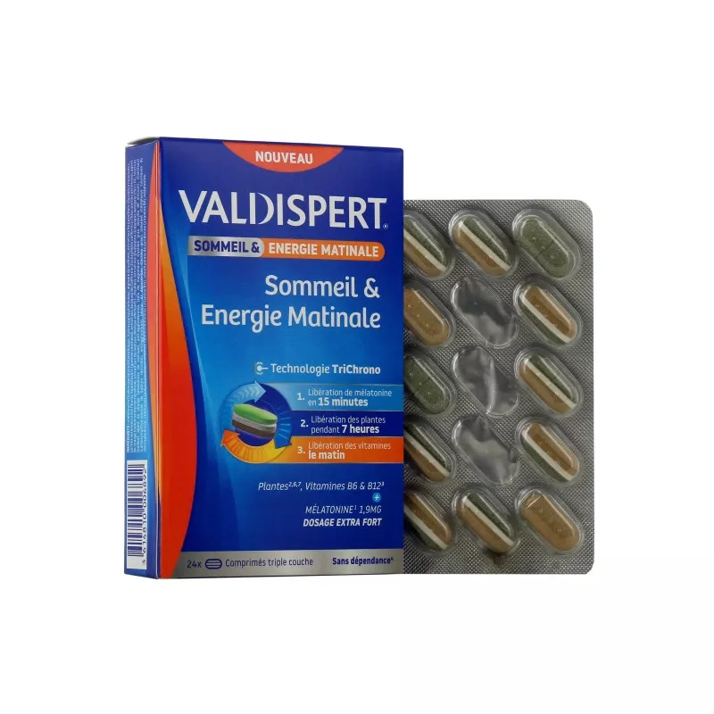 Sommeil & Énergie matinale Valdispert - 24 comprimés triple couche