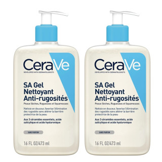 Gel nettoyant anti-rugosités CeraVe SA - Peaux sèches et rugueuses - 2 x 473ml