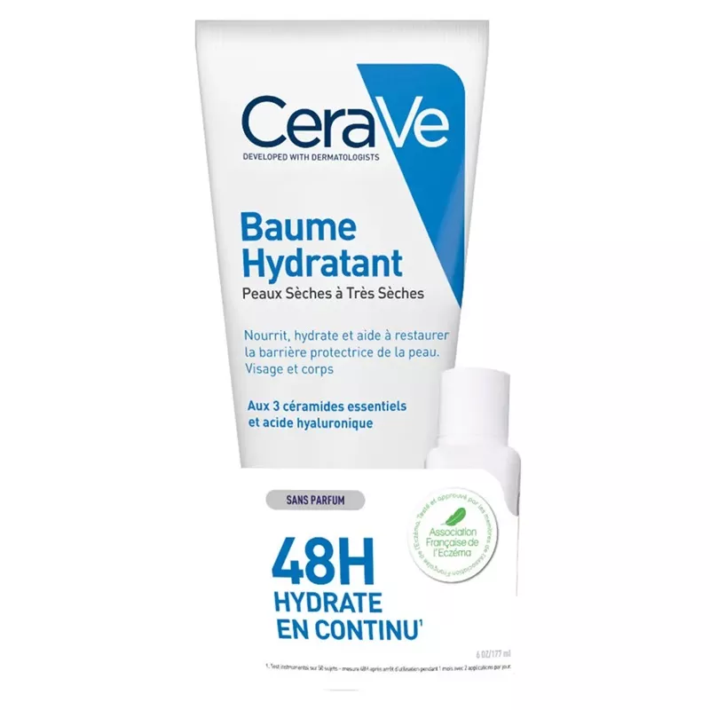 Baume hydratant visage et corps 177ml + Crème lavante 3ml Offerte Cerave