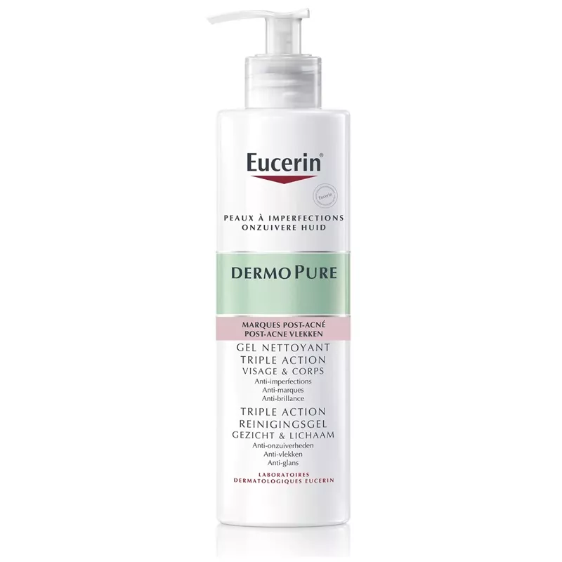 Gel nettoyant triple action visage & corps DermoPure Eucerin - 400ml