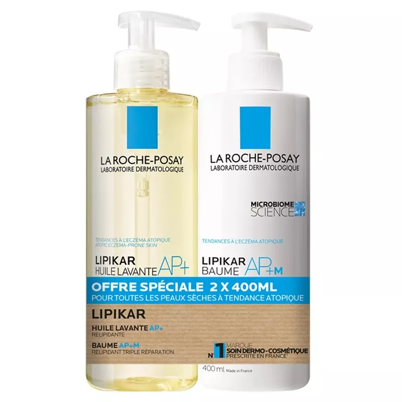 Huile lavante AP+ Lipikar 400ml + Baume relipidant AP+M Lipikar 400ml La Roche-Posay
