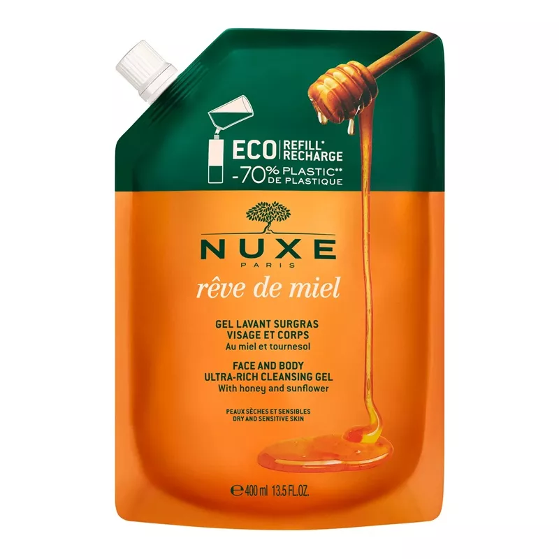 Gel lavant surgras visage et corps Rêve de Miel Nuxe - Éco-recharge 400ml