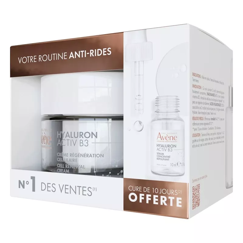 Crème régénération cellulaire Hyaluron Activ B3 50ml + Sérum concentré repulpant 10ml Offert Avène