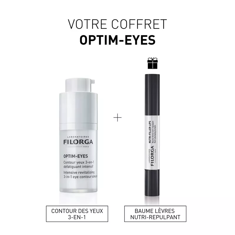 Coffret contour yeux 3-en-1 Optim-Eyes 15ml + Nutri-Filler Lips Baume lèvres 4g Offert Filorga