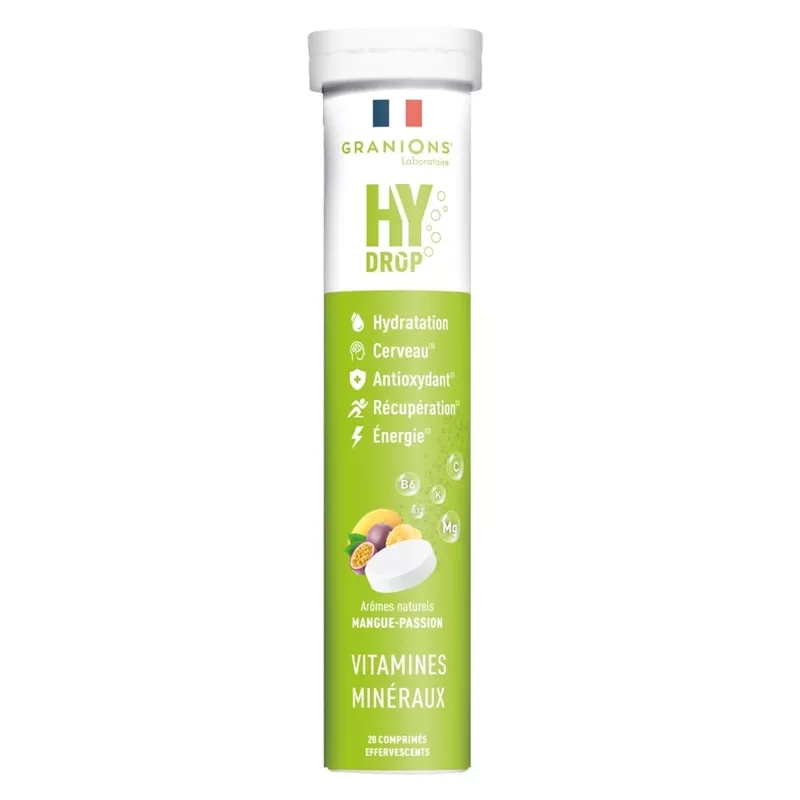 Pastilles d'hydratation 5 en 1 goût mangue/passion Hydrop Granions - 20 comprimés