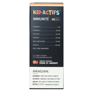 Sirop immunité pêche abricot Kids Actifs Aragan - Immunité - 125ml