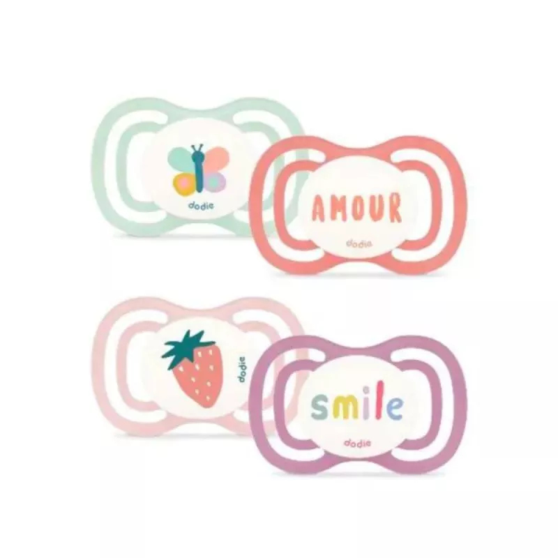 Sucettes anatomiques en silicone 18m+ F4 rose Extra Fine Dodie - Lot de 2
