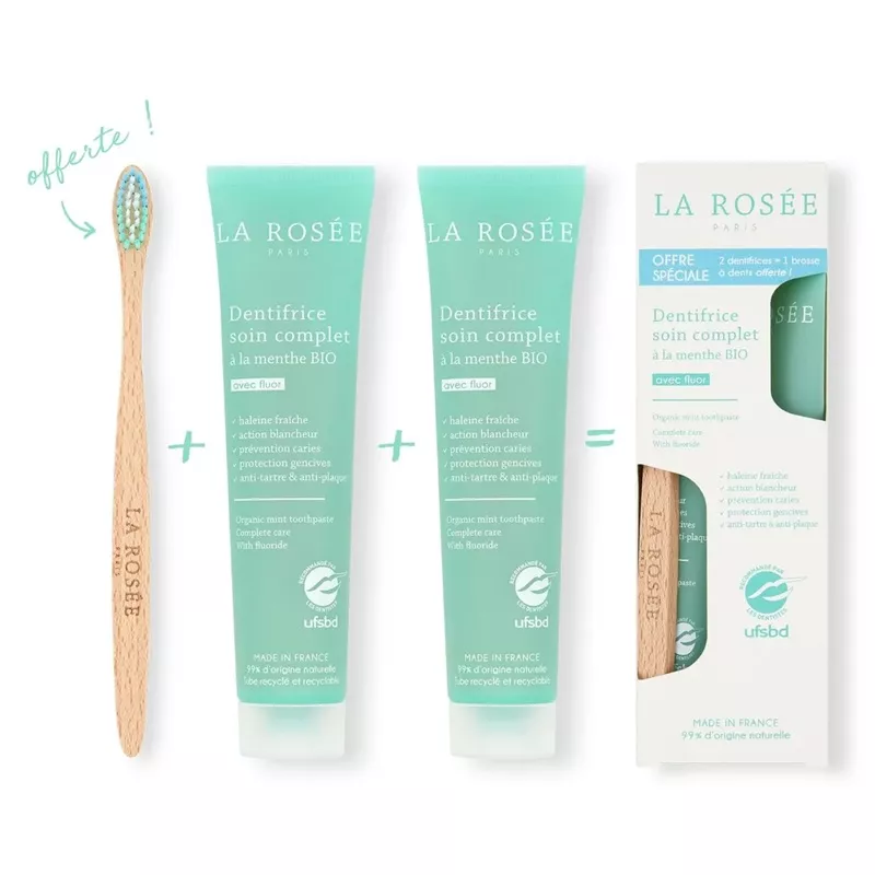 Dentifrice soin complet 2 x 75ml + 1 brosse à dents Offerte La Rosée