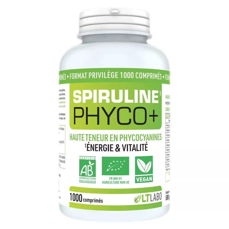 Spiruline Phyco + Bio LT Labo - Energie & Vitalité - 1000 comprimés