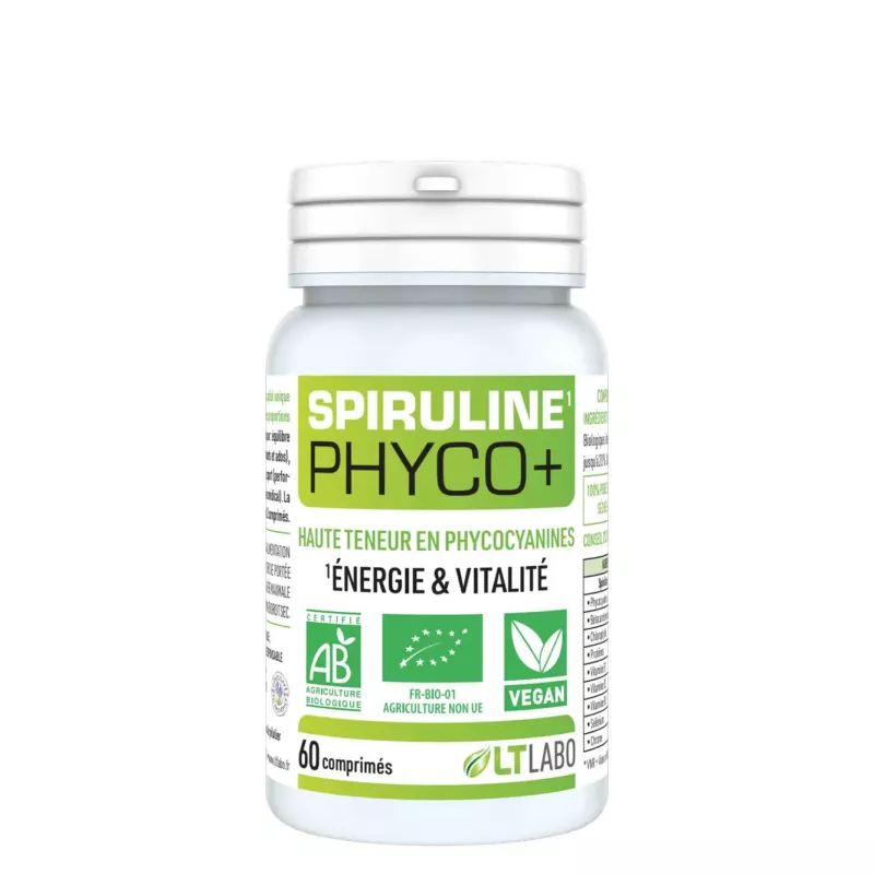 Spiruline Phyco + Bio LT Labo - Energie & Vitalité - 60 comprimés