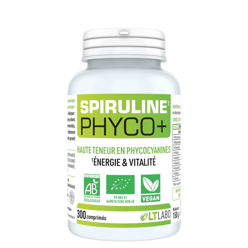 Spiruline Phyco + Bio LT Labo - Energie & Vitalité - 300 comprimés
