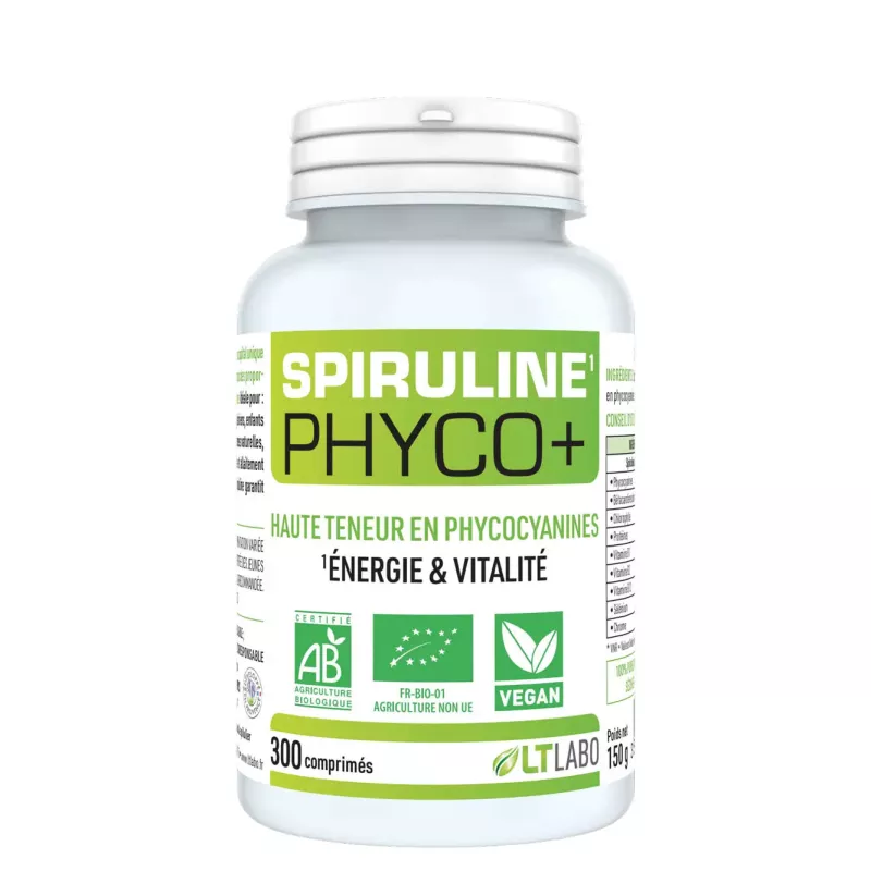 Spiruline Phyco + Bio LT Labo - Energie & Vitalité - 300 comprimés