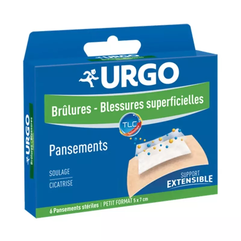 Pansements brûlures et blessures superficielles 2.7 × 4.5 cm Urgo - 6 pansements stériles
