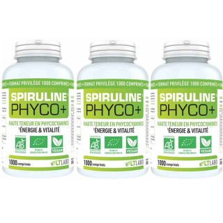 Spiruline Phyco + Bio LT Labo - Energie & Vitalité - Lot de 3 x 1000 comprimés