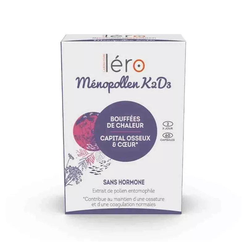 Menopollen K2D3 Léro - Capital os/cœur & bouffées de chaleur - 60 capsules
