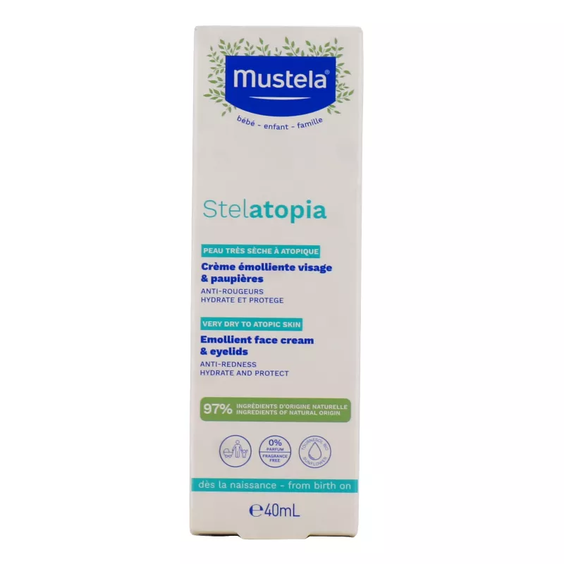 Crème émolliente visage Stelatopia Mustela - Peau à tendance atopique - 40ml