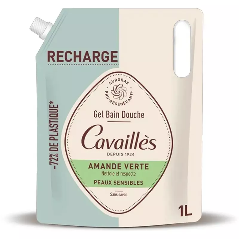 Gel bain douche Amande Verte Rogé Cavaillès - Éco-recharge 1L