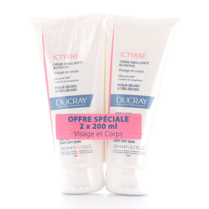 Ducray Ictyane LOT 2 crème emolliente 200ml