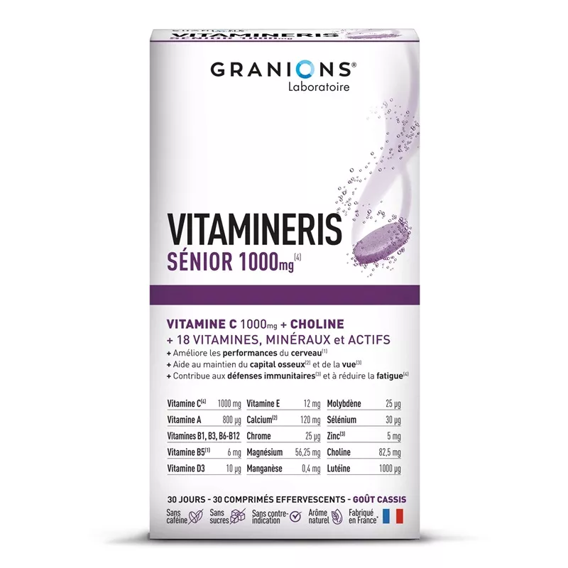 Vitamineris Sénior 1000mg Granions - 18 vitamines, minéraux et actifs - 30 comprimés