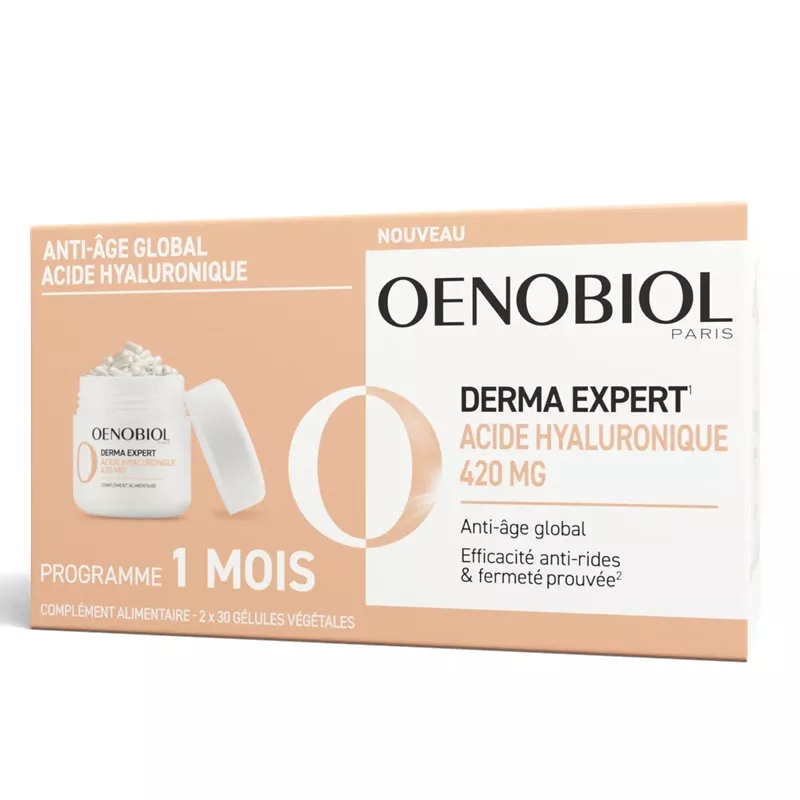 Acide Hyaluronique 420mg Derma Expert Oenobiol - Anti-âge - 2 x 30 gélules