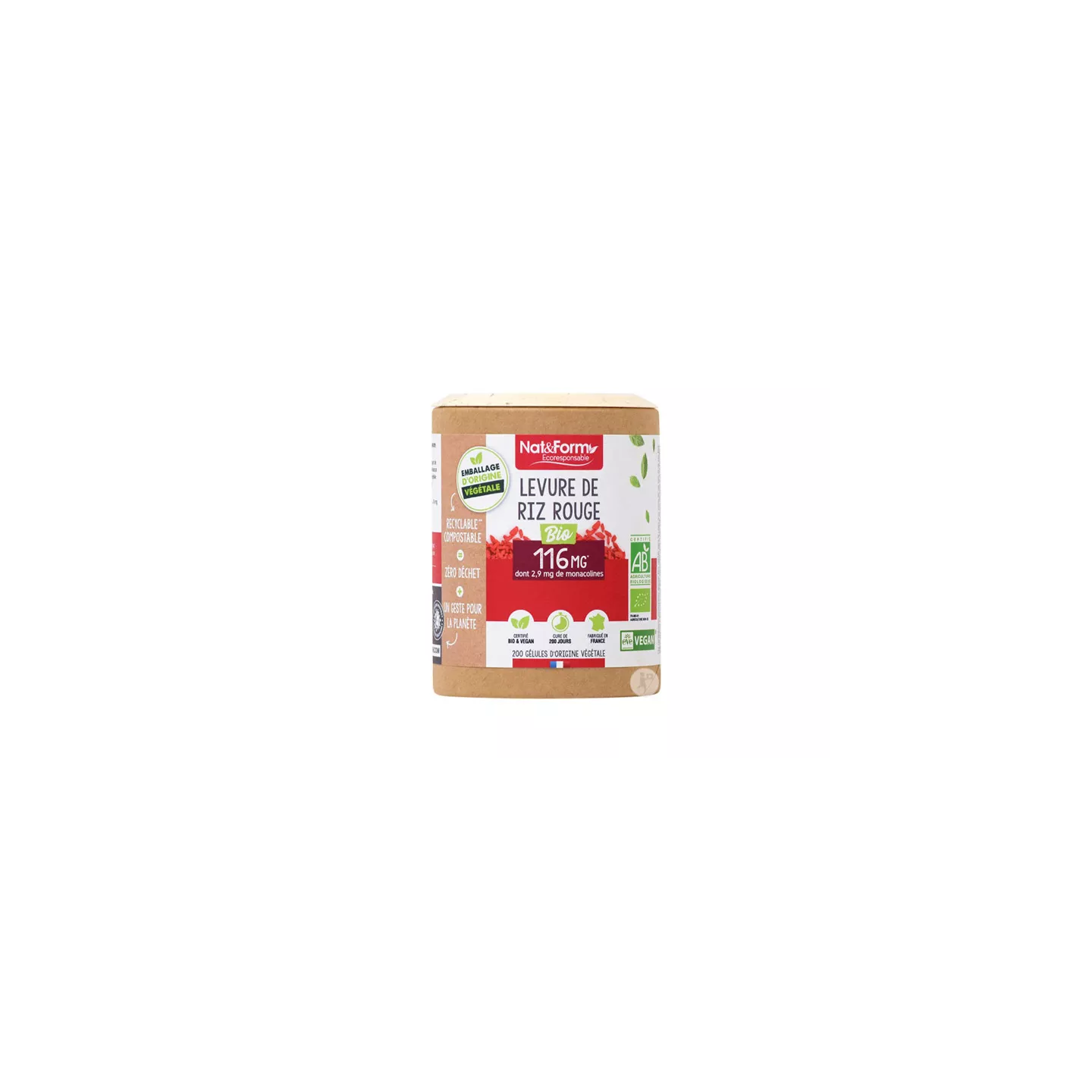 Levure De Riz Rouge D.Plantes - 200 Gélules - Aide Au Cholestérol - Date Péremption 06/2027 - Fabriqué En France