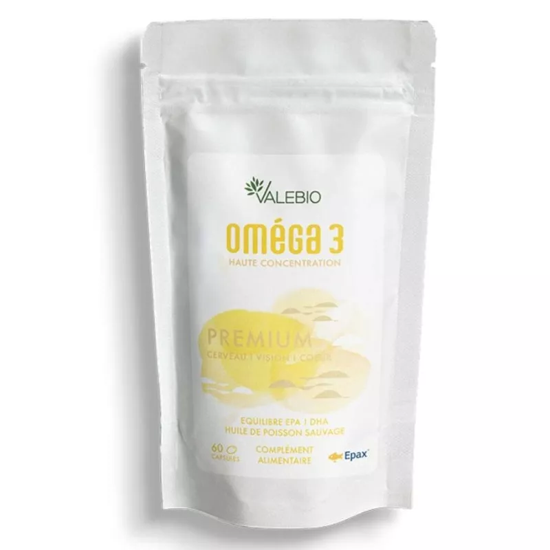 Oméga 3 premium Laboratoires Valebio - Cerveau, cœur et vision - 60 capsules