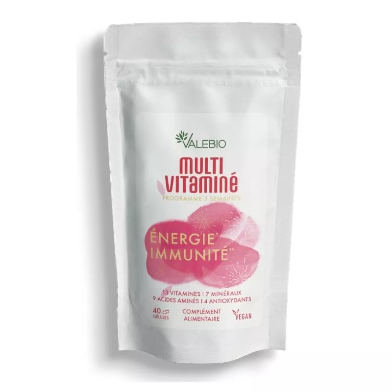 Multivitaminé Laboratoires Valebio - Énergie et immunité - 40 gélules