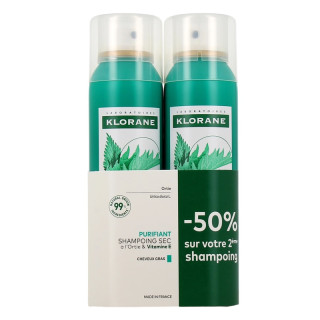 Shampoing sec à l'ortie & vitamine E cheveux gras - 2 x 150ml