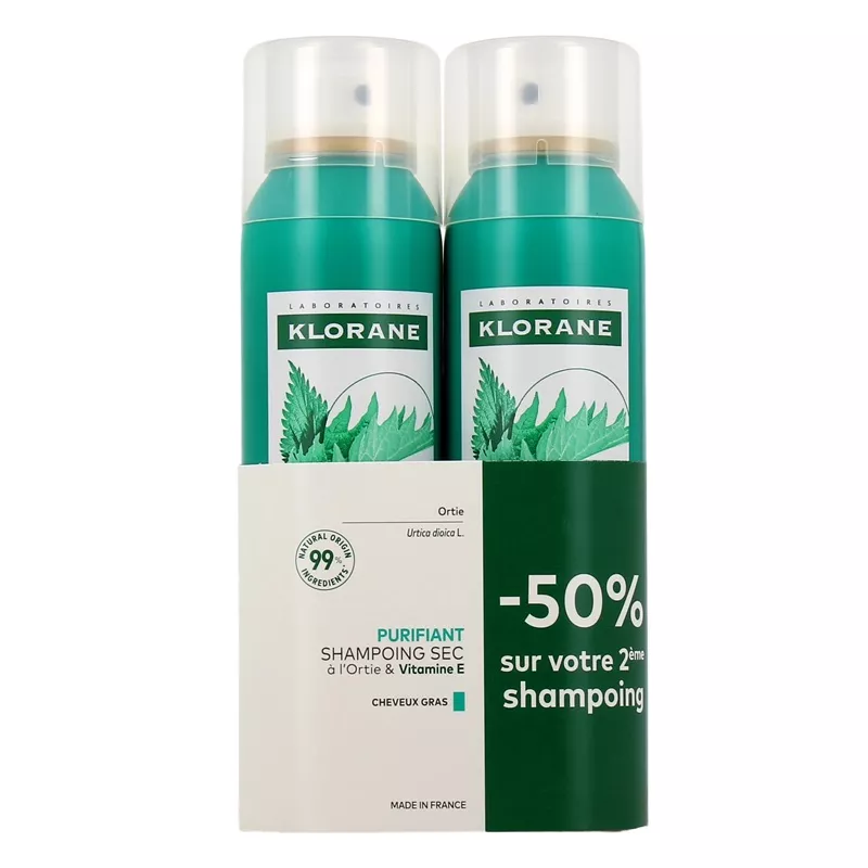 Shampoing sec à l'ortie & vitamine E cheveux gras - 2 x 150ml