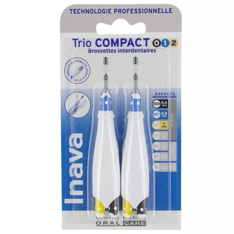 Brossettes interdentaires espaces étroits (ISO 0/1/2) TrioCompact Inava - x 6