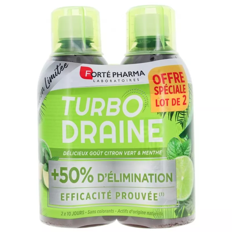 TurboDraine minceur citron vert/menthe Forté Pharma - Minceur - 2 x 500ml