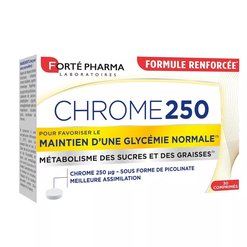 Chrome 250 glycémie Forté Pharma - Minceur & grignotages - 30 comprimés