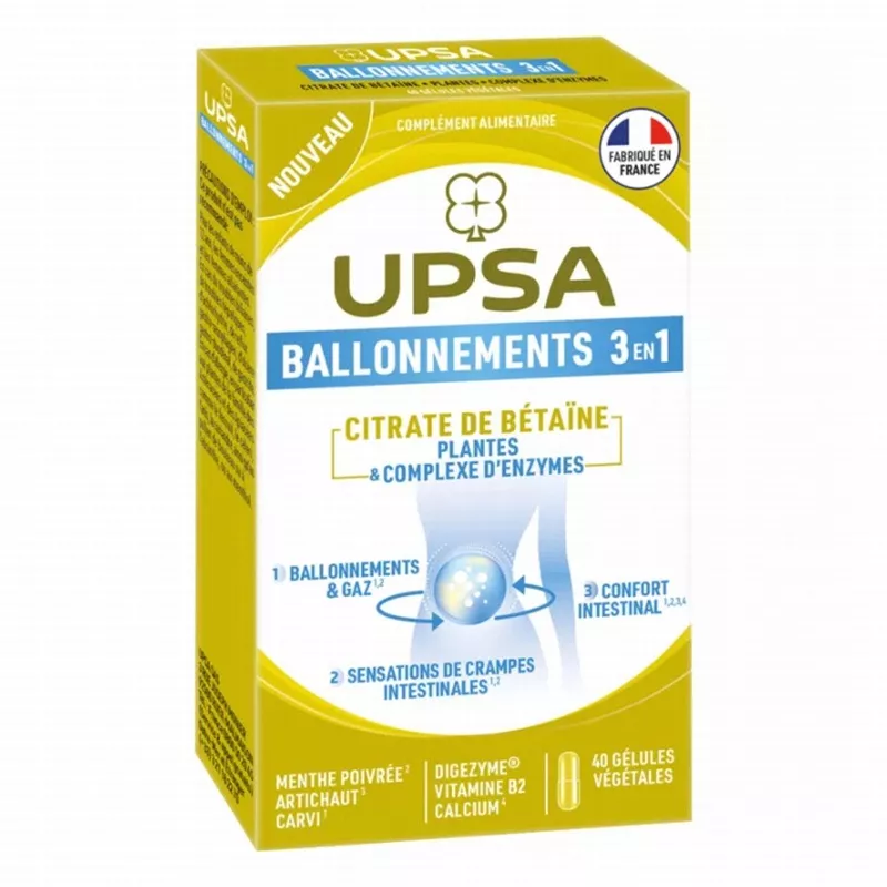 Ballonnements 3en1 UPSA - Confort digestif - 40 gélules