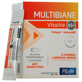 Multibiane Vitalité 45+ Pileje - Multivitamines - 14 sticks orodispersibles