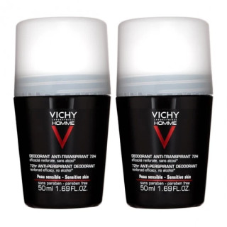 Vichy Déodorant Homme Anti-transpirant peau sensible 72h- 2x50ml