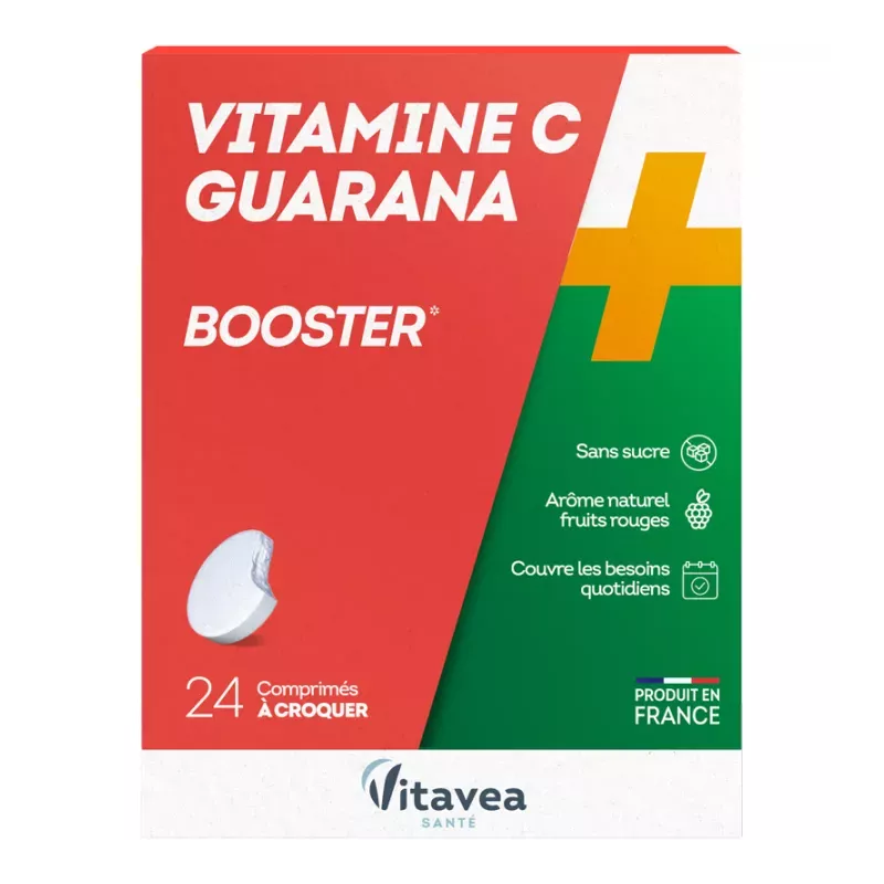 Vitamine C + Guarana Nutrisanté - Apport d'énergie rapide - 24 comprimés