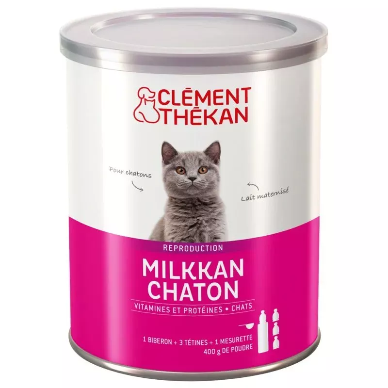 Lait maternisé Milkkan chaton 400g + Biberon et tétines Clément Thékan