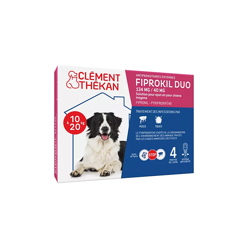 Clément Thékan Fiprokil Duo 134 mg/40 mg Chien 4 Pipettes