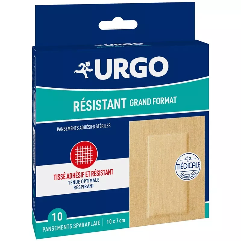 Pansements résistants grand format Urgo - Plaies superficielles - 10 unités