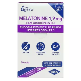 Mélatonine 1mg FilmTec Ibsa Pharma - Endormissement - 30 films orodispersibles