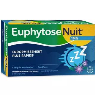 Euphytose nuit 1mg de mélatonine Bayer - Sommeil réparateur - 60 comprimés