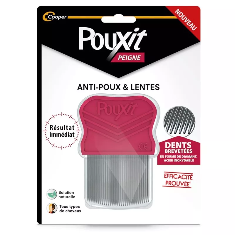 Peigne anti-poux et lentes en acier inoxydable Pouxit Cooper