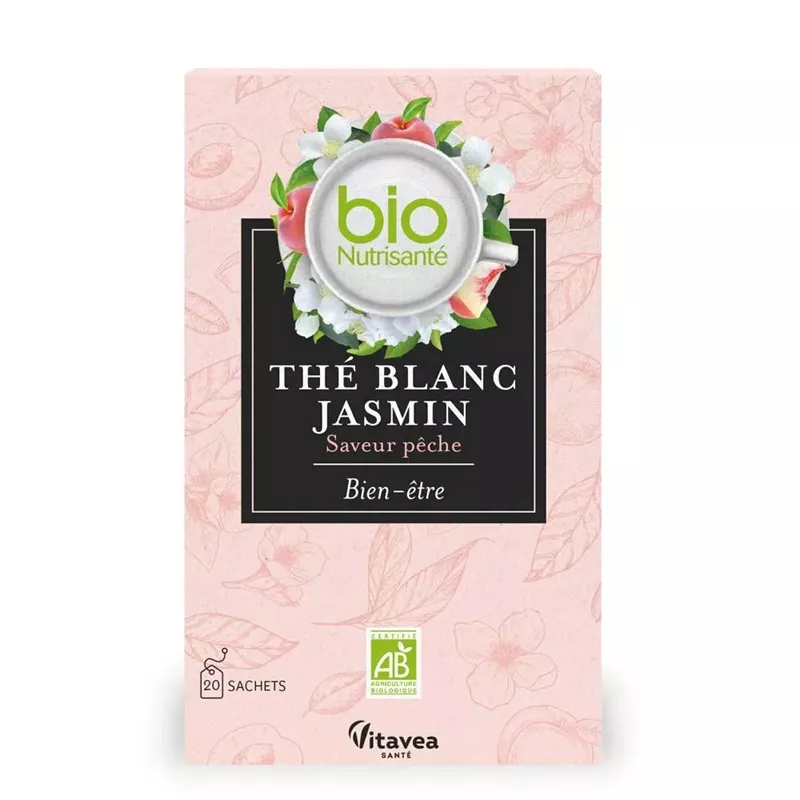 Thé blanc jasmin saveur pêche Bio Vitavea - Bien-être - 20 sachets