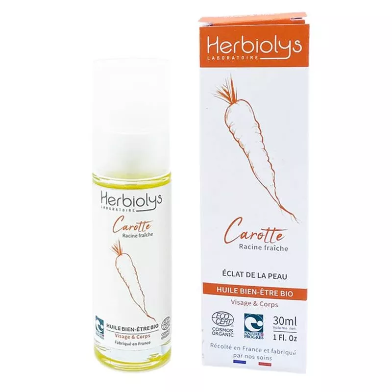 Huile bien-être Carotte Bio Herbiolys - Effet bonne mine - 30ml